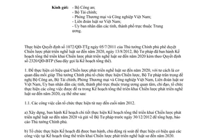 Công văn 7491/BTP-BTTP Kế hoạch triển khai Chiến lược phát triển nghề Luật sư