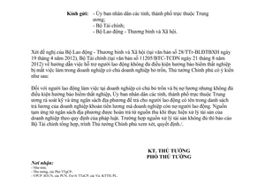 Công văn 1490/TTg-KGVX hỗ trợ người lao động không đủ điều kiện hưởng bảo hiểm
