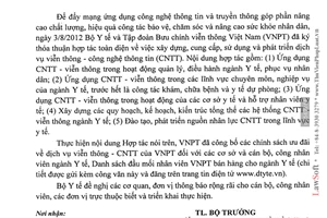 Công văn 6440/BYT-K2ĐT hợp tác giữa Bộ Y tế với VNPT ưu đãi VNPT dành cho ngành