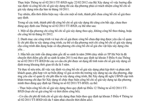 Công văn 1659/BXD-KTXD thực hiện Thông tư 02/2011/TT-BXD