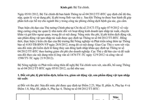Công văn 3278/BNN-TC sửa đổi Thông tư 04/2012/TT-BTC quy định phí lệ phí