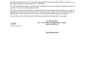 Công văn 369/BXD-KHCN xác định khoảng cách an toàn vệ sinh môi trường từ