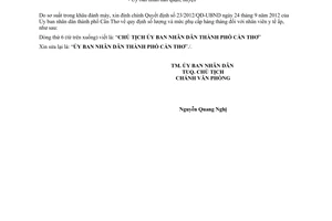 Công văn 4604/UBND-NCPC đính chính Quyết định 23/2012/QĐ-UBND phụ cấp hàng tháng