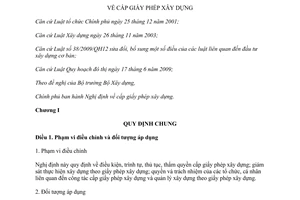 Nghị định 64/2012/NĐ-CP cấp giấy phép xây dựng