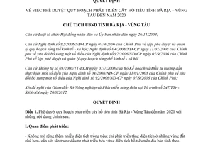 Quyết định 1815/QĐ-UBND năm 2012 phê duyệt quy hoạch phát triển cây hồ tiêu