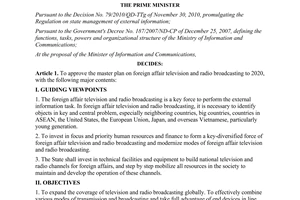 Decision No. 1209/QD-TTg approving the master plan on foreign affair television