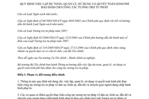 Thông tư 144/2012/TT-BTC quy định việc lập dự toán quản lý sử dụng quyết toán