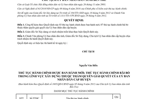 Quyết định 1685/QĐ-UBND năm 2012 công bố thủ tục hành chính thuộc thẩm quyền