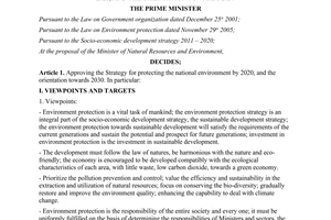 Decision No. 1216/QD-TTg approving the strategy for protecting the national