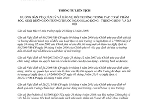 Thông tư liên tịch 22/2012/TTLT-BLĐTBXH-BTNMT hướng dẫn quản lý bảo vệ