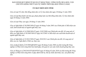 Quyết định 17/2012/QĐ-UBND Quy định quản lý khai thác ương nuôi mua bán