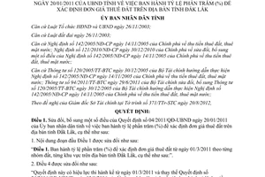 Quyết định 33/2012/QĐ-UBND sửa đổi về tỷ lệ phần trăm xác định đơn giá thuê đất