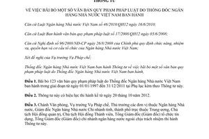 Thông tư 25/2012/TT-NHNN bãi bỏ văn bản quy phạm pháp luật