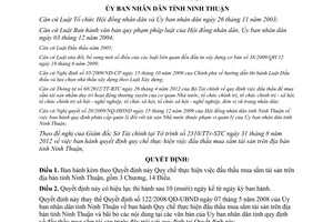 Quyết định 48/2012/QĐ-UBND Quy chế thực hiện đấu thầu mua sắm tài sản