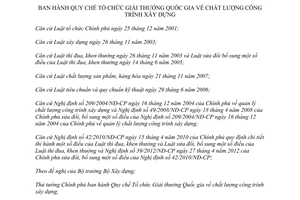 Quyết định 36/2012/QĐ-TTg Quy chế Tổ chức Giải thưởng Quốc gia chất lượng