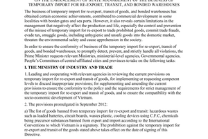 Directive No. 23/CT-TTg on the enhancement of state management of the business