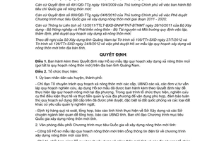 Quyết định 2894/QÐ-UBND năm 2012 hồ sơ mẫu lập quy hoạch xây dựng xã nông thôn