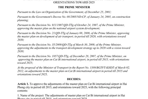 Decision No. 1232/QD-TTg approving the adjustment of the master plan on Cat Bi