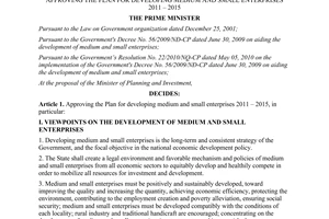 Decision No. 1231/QD-TTg approving the plan for developing medium and small