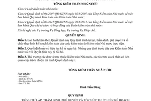 Quyết định 1530/QĐ-KTNN năm 2012 Quy định trình tự lập thẩm định phê duyệt