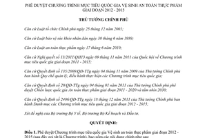 Quyết định 1228/QĐ-TTg năm 2012 phê duyệt Chương trình mục tiêu quốc gia Vệ sinh