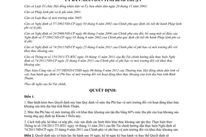 Quyết định 35/2012/QĐ-UBND Quy định mức thu Phí bảo vệ môi trường