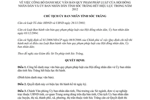 Quyết định 901/QĐHC-CTUBND 2012 văn bản pháp luật Sóc Trăng hết hiệu lực