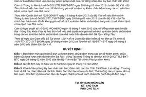 Quyết định 28/2012/QĐ-UBND mức giá dịch vụ khám chữa bệnh trong cơ sở khám