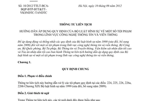 Thông tư liên tịch 10/2012/TTLT-BCA-BQP-BTP-BTTTT-VKSNDTC-TANDTC hướng dẫn