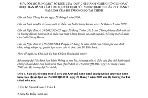 Thông tư 147/2012/TT-BTC sửa đổi Quy chế hành nghề chứng khoán kèm theo