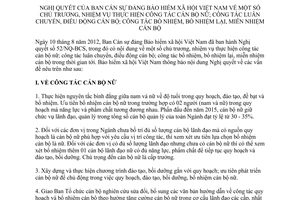 Thông báo 3643/TB-BHXH Nghị quyết chủ trương nhiệm vụ thực hiện công tác cán bộ