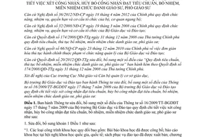 Thông tư 30/2012/TT-BGDĐT sửa đổi Thông tư 16/2009/TT-BGDĐT hướng dẫn xét