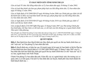 Quyết định 50/2012/QĐ-UBND Quy định giải quyết thủ tục hành chính theo cơ chế