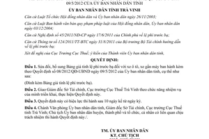 Quyết định 25/2012/QĐ-UBND sửa đổi Bảng giá tính lệ phí trước bạ đối với xe ôtô