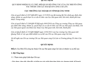 Quyết định 472/QĐ-HQQN năm 2012 quy định nhiệm vụ cụ thể mối quan hệ công tác