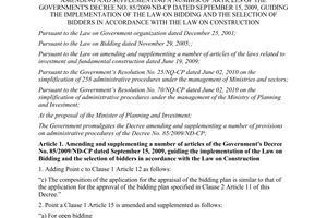 Decree No. 68/2012/ND-CP amending and supplementing a number of articles of the