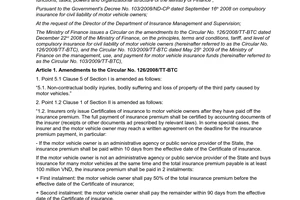 Circular No. 151/2012/TT-BTC on the amendments to the Circular No. 126/2008/TT-B
