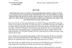 Quy chế 562/QC-KL-BĐBP-CA-HQ-UBND phối hợp giữa Chi cục Kiểm lâmBộ chỉ huy