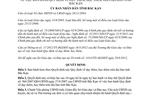 Quyết định 1398/2012/QĐ-UBND Quy định dạy học thêm trên địa bàn tỉnh Bắc Kạn