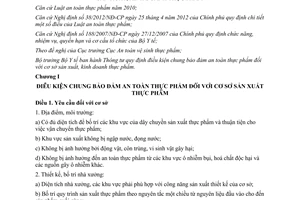 Thông tư 15/2012/TT-BYT quy định điều kiện chung bảo đảm an toàn thực phẩm