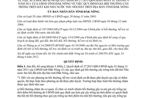 Quyết định 17/2012/QĐ-UBND sửa đổi quy định giá bồi thường cây trồng trên đất