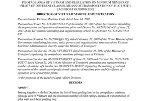 Decision No. 726/QD-CHHVN announcement of boat guiding line in the compulsory