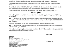 Quyết định 2089/QĐ-UBND năm 2012 công bố thủ tục hành chính thuộc thẩm quyền