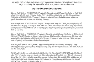 Quyết định 5317/QĐ-BCT năm 2012 điều chỉnh Quy hoạch hệ thống cửa hàng xăng dầu