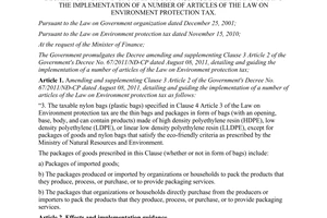 Decree No. 69/2012/ND-CP amending and supplementing clause 3 article 2