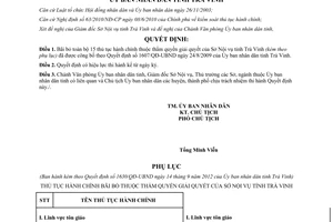 Quyết định 1630/QĐ-UBND năm 2012 bãi bỏ thủ tục hành chính Sở Nội vụ Trà Vinh