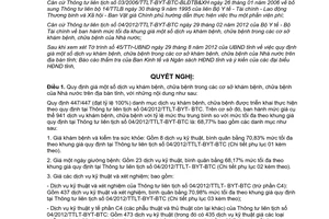 Nghị quyết 59/2012/NQ-HĐND quy định giá dịch vụ khám chữa bệnh trong cơ sở khám