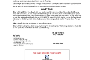 Quyết định 2536/QĐ-BTP năm 2012 công bố thủ tục hành chính trong lĩnh vực luật