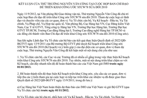 Thông báo 536/TB-BGTVT kết luận của Thứ trưởng Nguyễn Văn Công