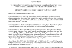 Quyết định 2222/QĐ-BNN-ĐMDN năm 2012 phê duyệt Phương án tái cơ cấu tài chính